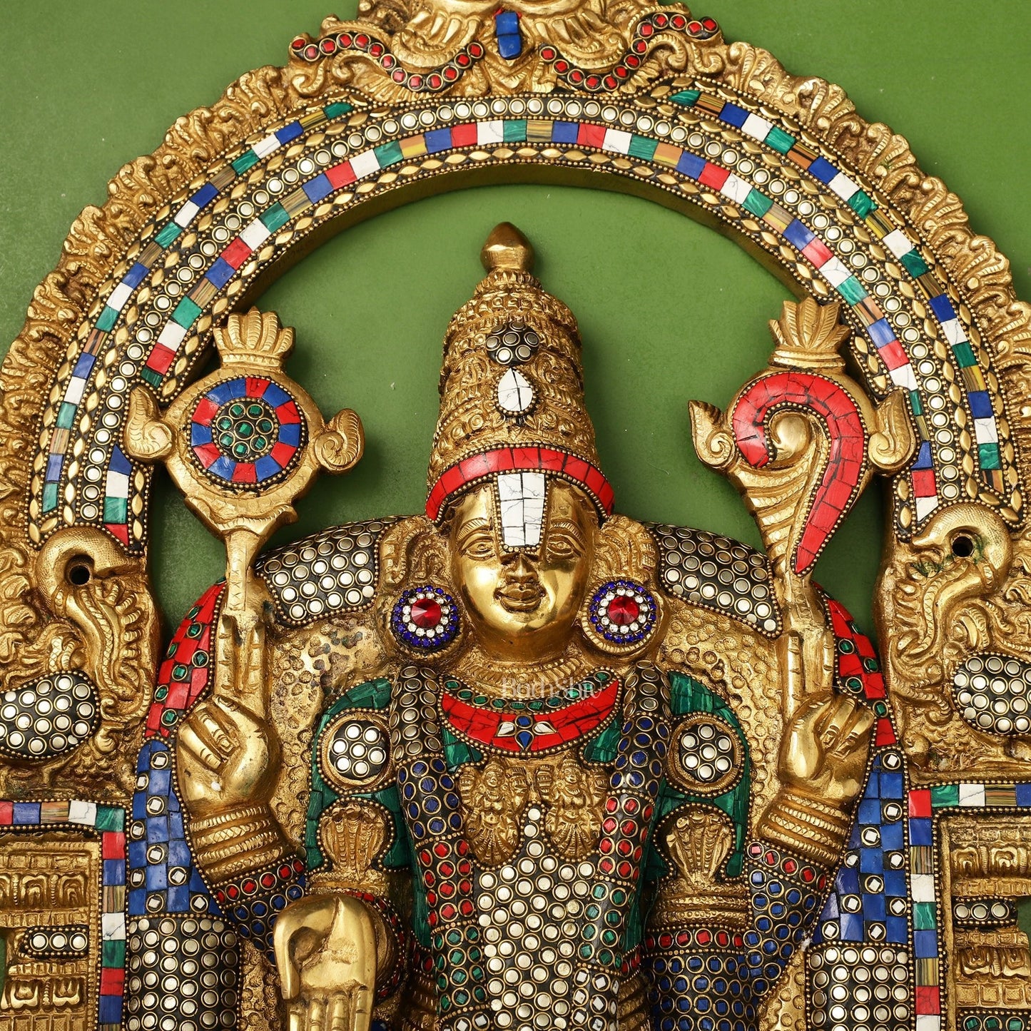 Brass Lord Venkateshwara Tirupati Balaji and Goddess Padmavathi Thayar Wall Hangings - 26
