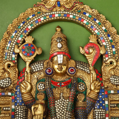 Brass Lord Venkateshwara Tirupati Balaji and Goddess Padmavathi Thayar Wall Hangings - 26