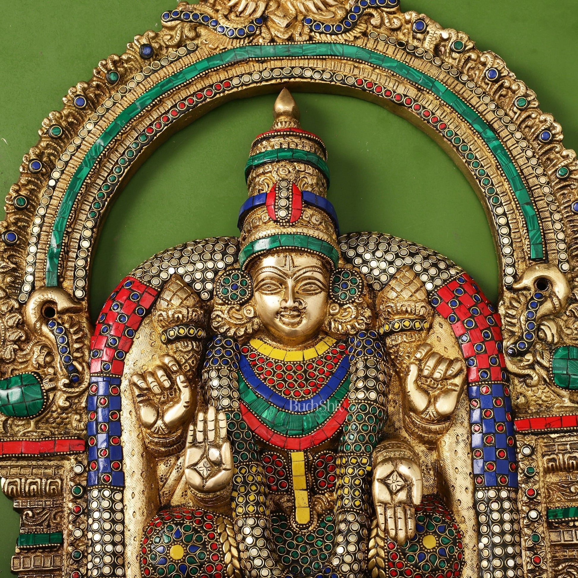 Brass Lord Venkateshwara Tirupati Balaji and Goddess Padmavathi Thayar Wall Hangings - 26