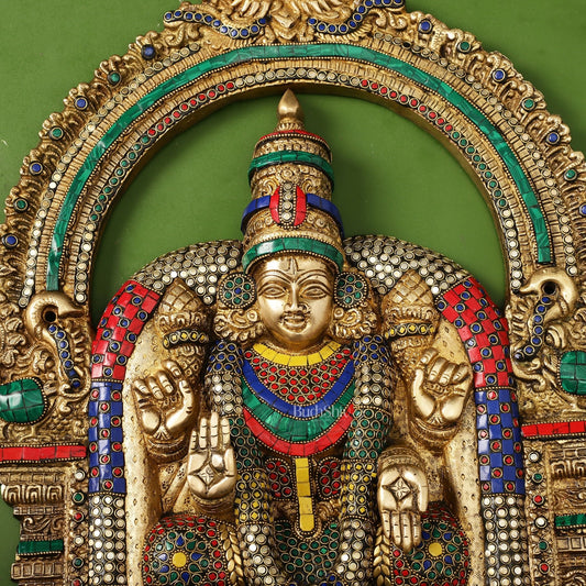 Brass Lord Venkateshwara Tirupati Balaji and Goddess Padmavathi Thayar Wall Hangings - 26