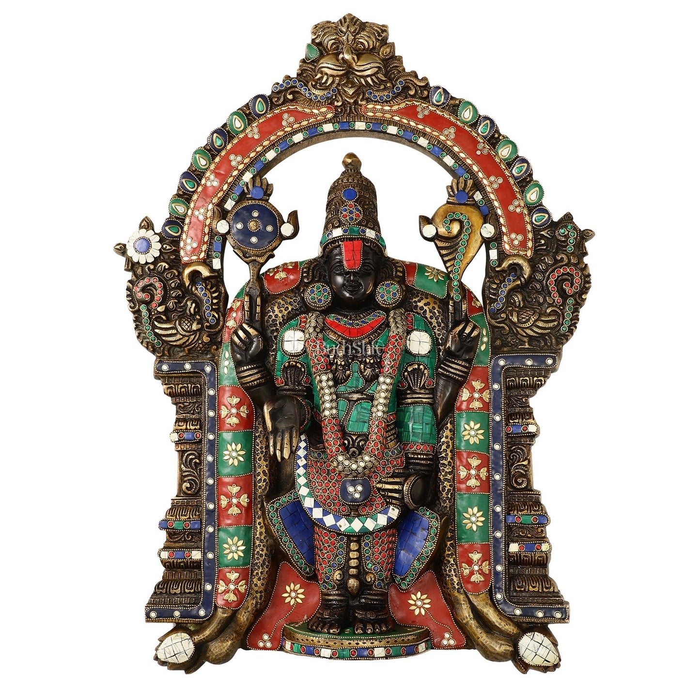 Brass Lord Venkateshwara Tirupati Balaji and Goddess Padmavathi Thayar Wall Hangings - 26