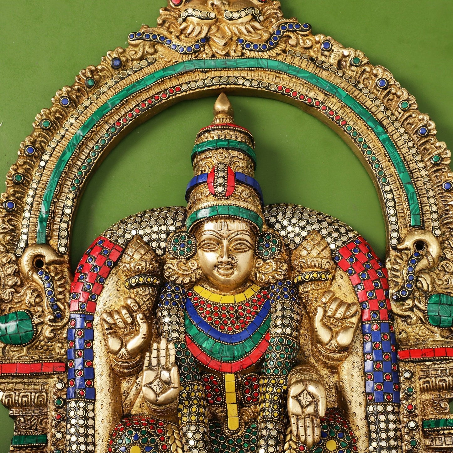 Brass Lord Venkateshwara Tirupati Balaji and Goddess Padmavathi Thayar Wall Hangings - 26