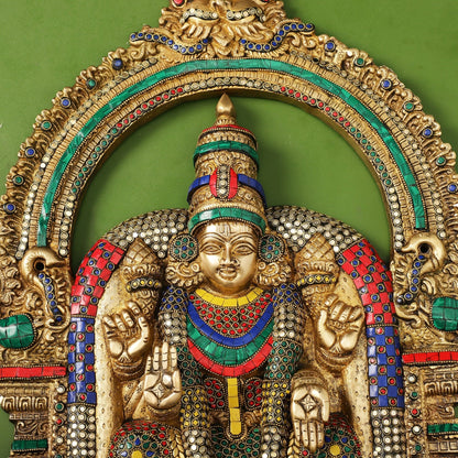 Brass Lord Venkateshwara Tirupati Balaji and Goddess Padmavathi Thayar Wall Hangings - 26