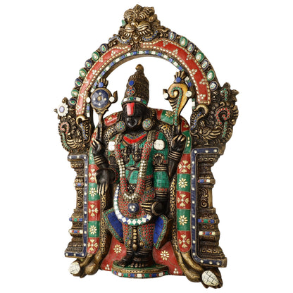 Brass Lord Venkateshwara Tirupati Balaji and Goddess Padmavathi Thayar Wall Hangings - 26