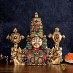 Brass Lord Venkateshwara Tirupati Balaji Face Wall Hanging 20"