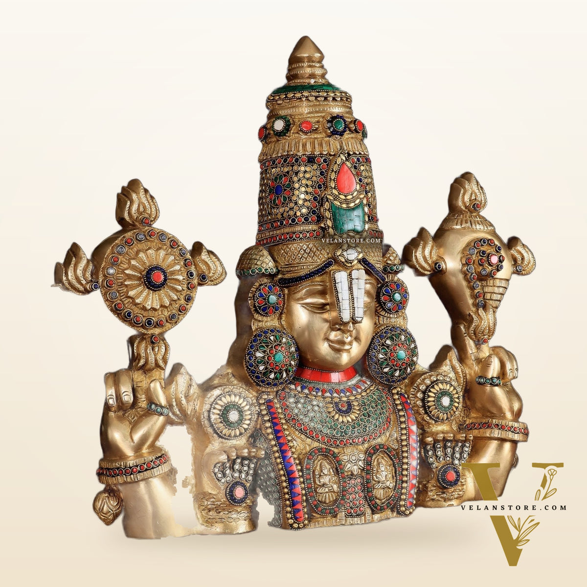 Brass Lord Venkateshwara Tirupati Balaji Face Wall Hanging 20"