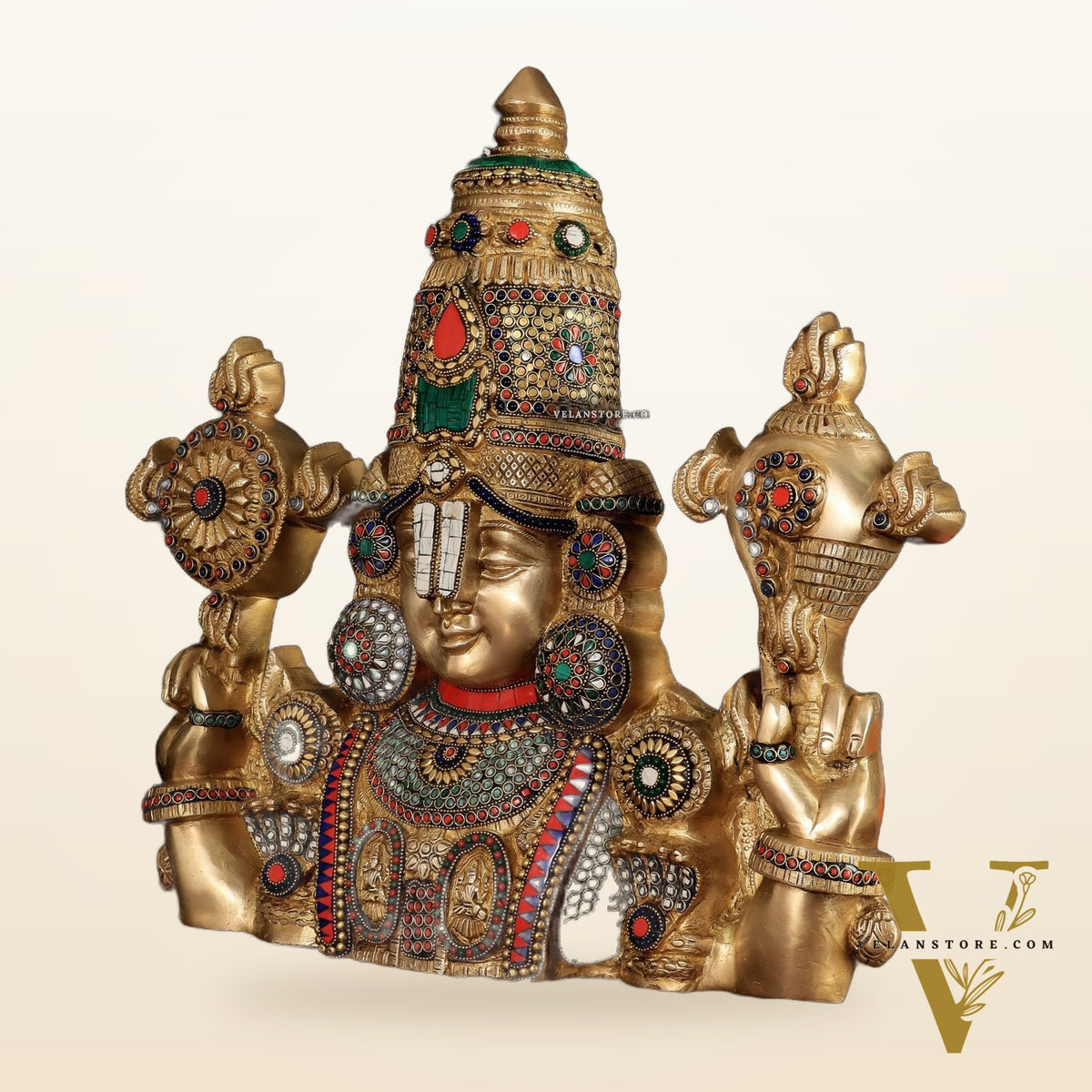 Brass Lord Venkateshwara Tirupati Balaji Face Wall Hanging 20"