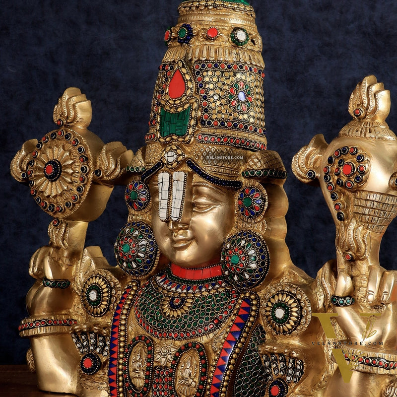 Brass Lord Venkateshwara Tirupati Balaji Face Wall Hanging 20"