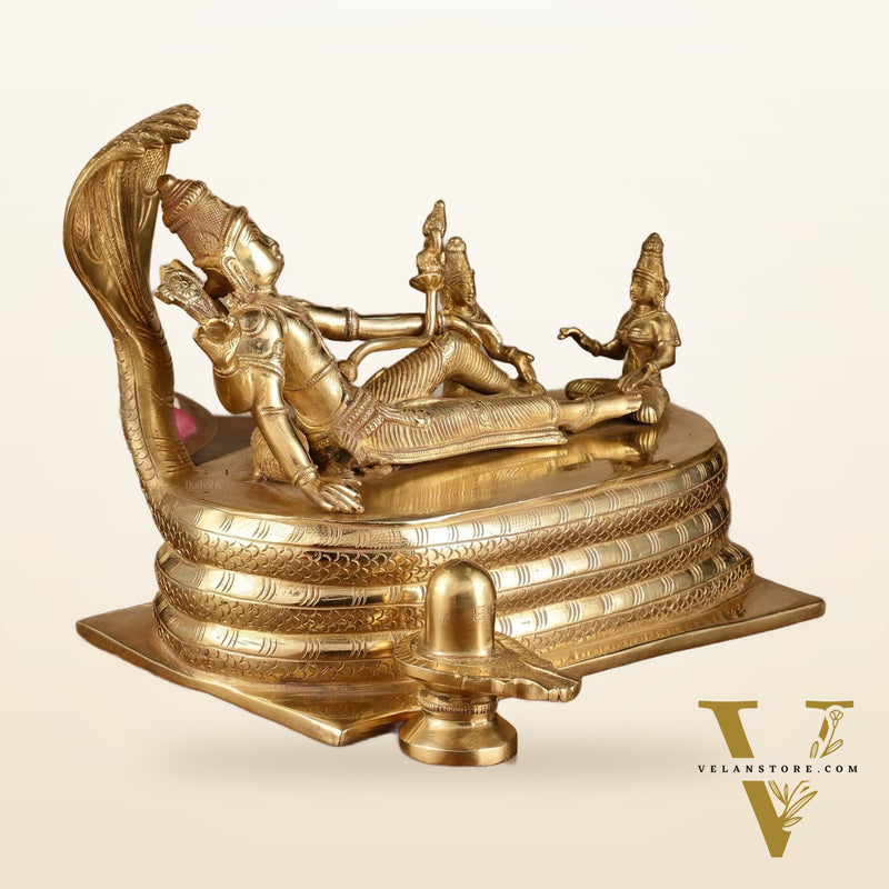 Brass Lord Vishnu Padmanabha Swamy statue 10"