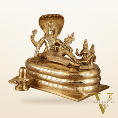 Brass Lord Vishnu Padmanabha Swamy statue 10"