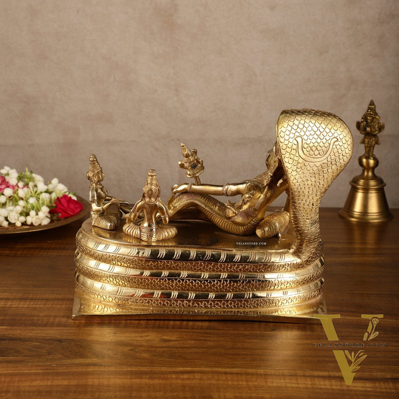Brass Lord Vishnu Padmanabha Swamy statue 10"