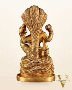 Brass Lord Vishnu Seated on Sheshanaaga – Handcrafted Idol 4.5"