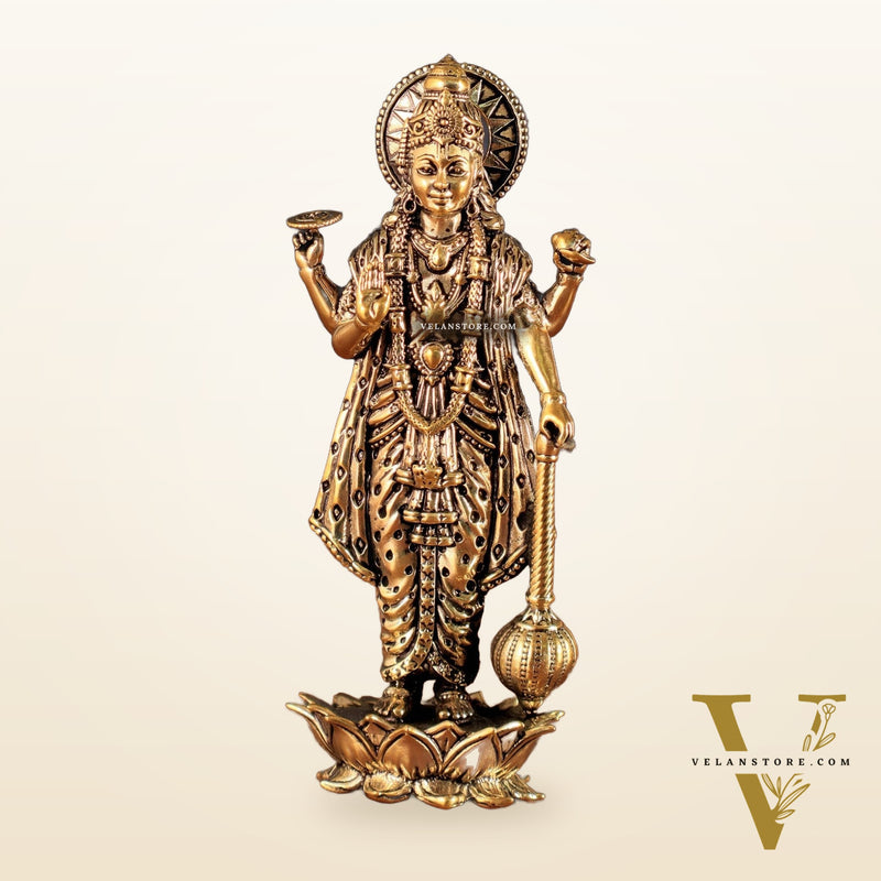 Brass Lord Vishnu Standing Blessing Idol - 5.25 Inch