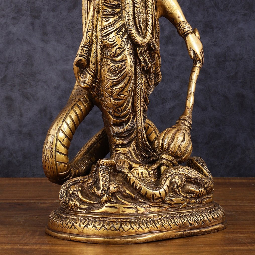 Brass Lord Vishnu Standing Idol with Sheshanaag antique 17 inch