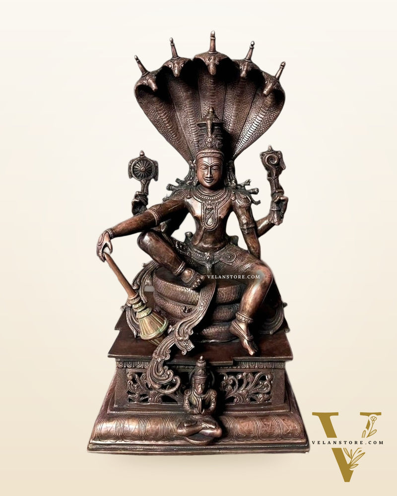 Brass Lord Vishnu statue 30" bronze tone