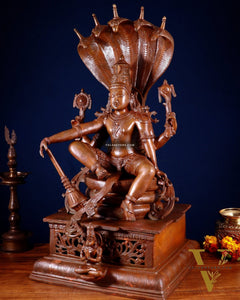 Brass Lord Vishnu with Sheshanaag & Hanuman – 29” Chola Bronze Layered