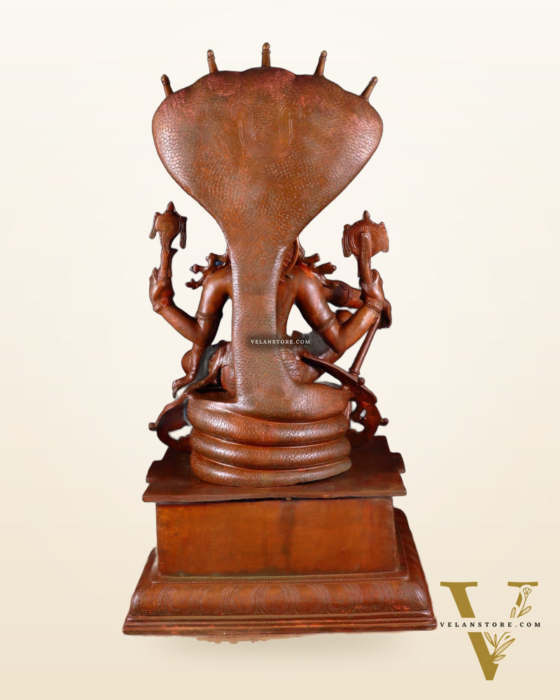 Brass Lord Vishnu with Sheshanaag & Hanuman – 29” Chola Bronze Layered