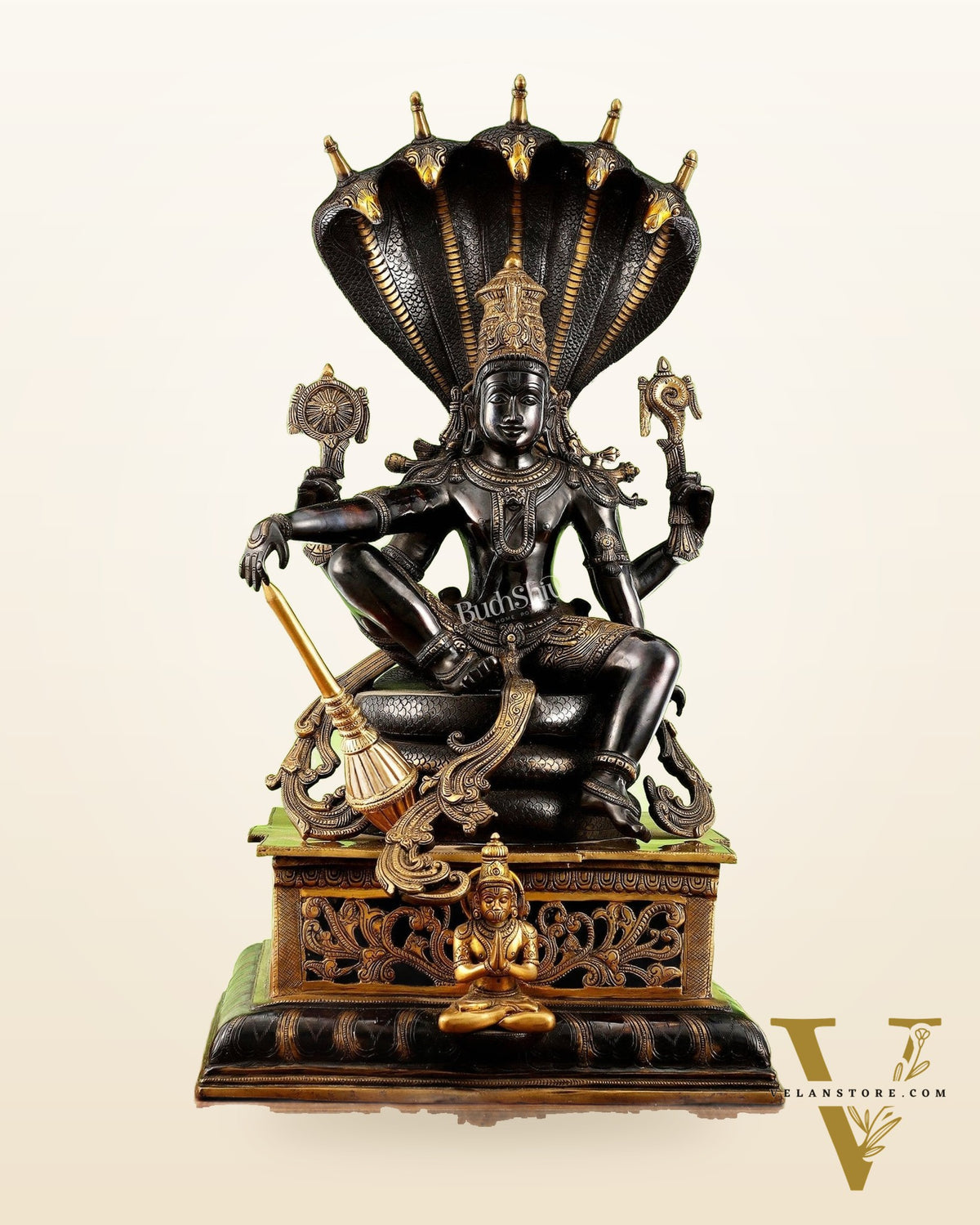 Brass Lord Vishnu with Sheshanaag & Hanuman – 29”