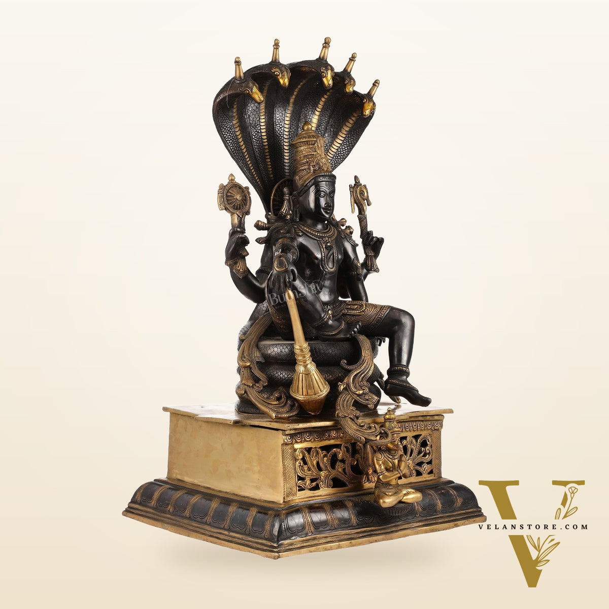 Brass Lord Vishnu with Sheshanaag & Hanuman – 29”