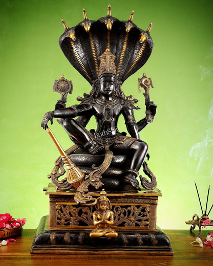 Brass Lord Vishnu with Sheshanaag & Hanuman – 29”