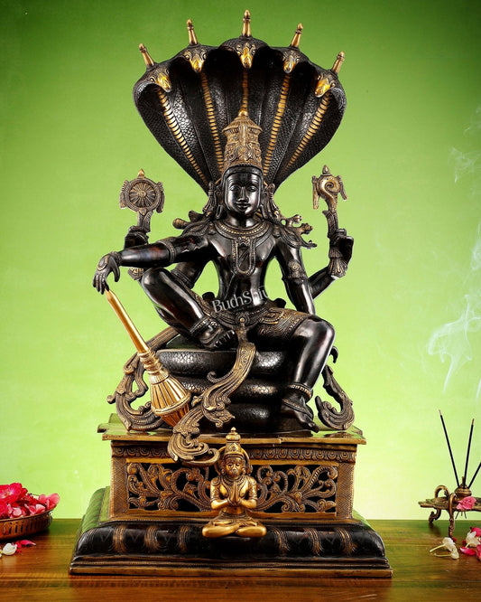 Brass Lord Vishnu with Sheshanaag & Hanuman – 29”