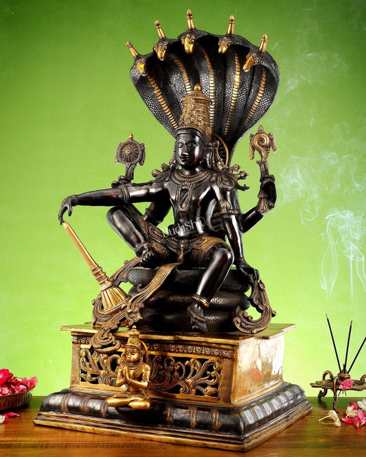 Brass Lord Vishnu with Sheshanaag & Hanuman – 29”