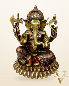 Brass Lotus Ganesha Statue 22 inch large