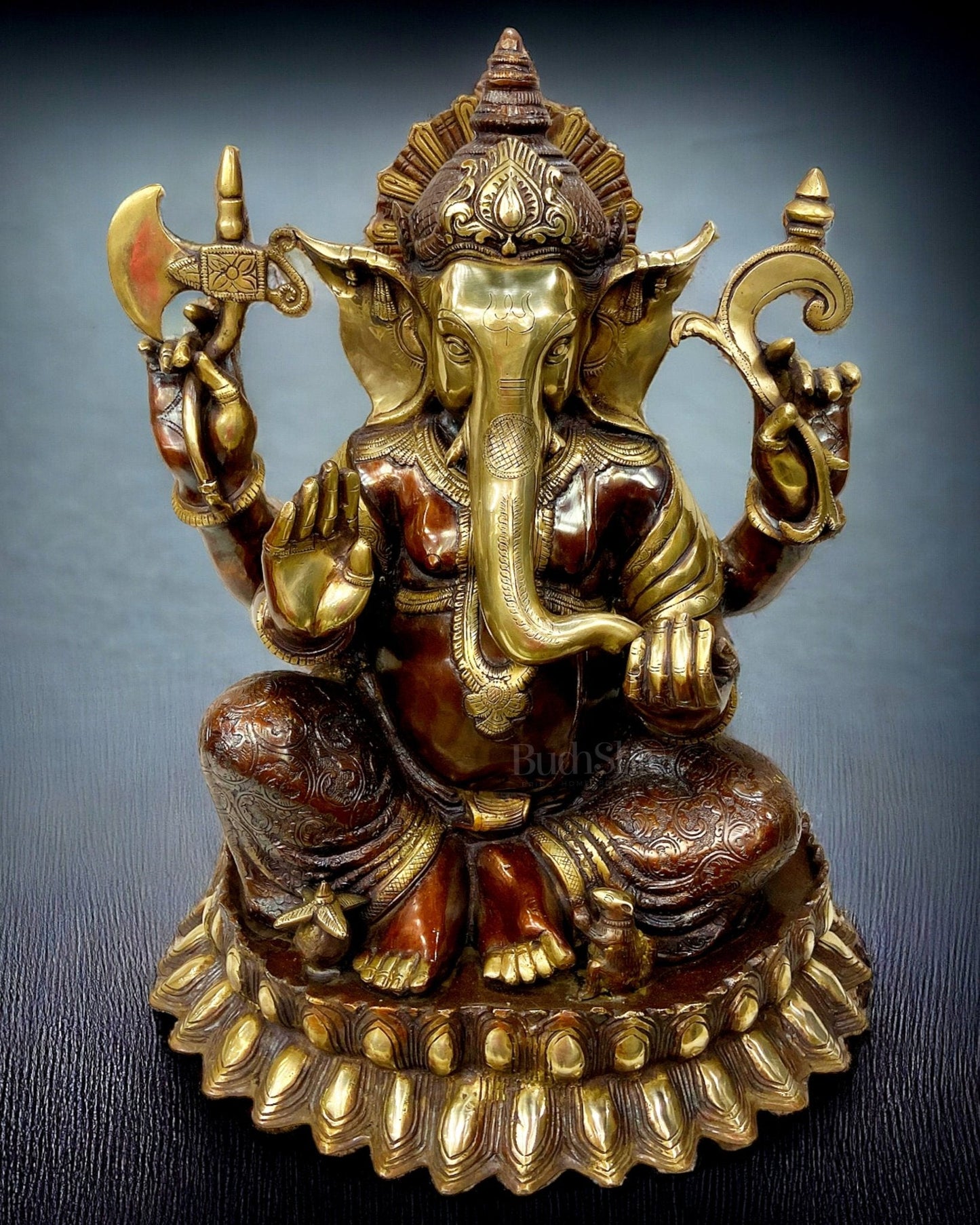Brass Lotus Ganesha Statue 22 inch large