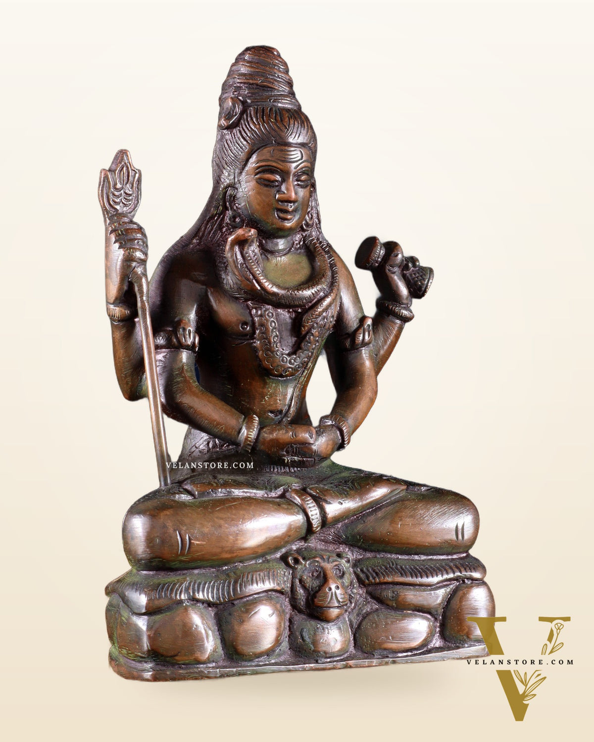 Brass Mahadev in Meditation – Lord Shiva Statue Bronze tone 5"