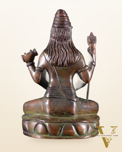Brass Mahadev in Meditation – Lord Shiva Statue Bronze tone 5"