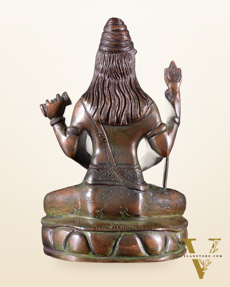 Brass Mahadev in Meditation – Lord Shiva Statue Bronze tone 5"