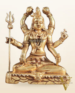 Brass Mahamrityunjay Shiva Shambho Sculpture – 10" x 8" x 5" | Powerful Artistic Idol