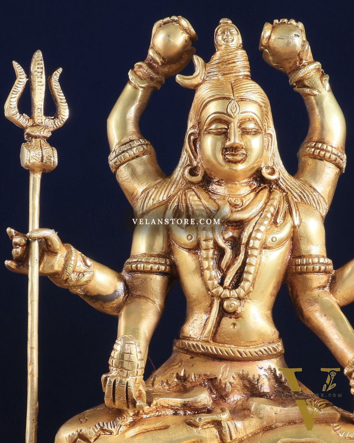 Brass Mahamrityunjay Shiva Shambho Sculpture – 10" x 8" x 5" | Powerful Artistic Idol