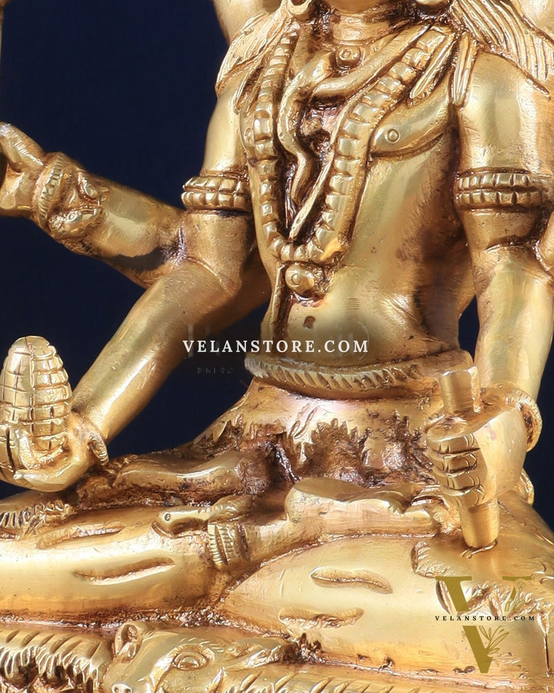 Brass Mahamrityunjay Shiva Shambho Sculpture – 10" x 8" x 5" | Powerful Artistic Idol