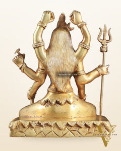 Brass Mahamrityunjay Shiva Shambho Sculpture – 10" x 8" x 5" | Powerful Artistic Idol