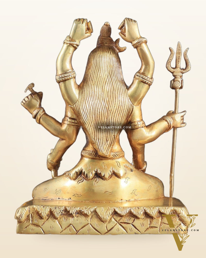 Brass Mahamrityunjay Shiva Shambho Sculpture – 10" x 8" x 5" | Powerful Artistic Idol