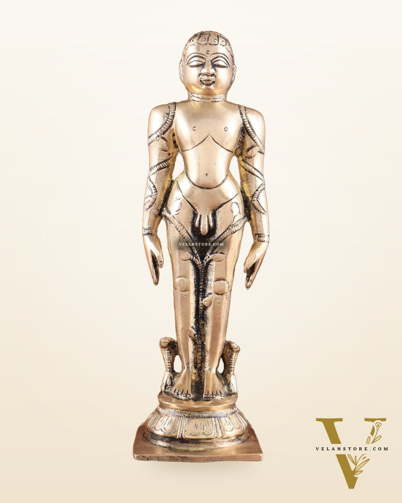 Brass Mahavir Ji Jain God Standing Statue 8"