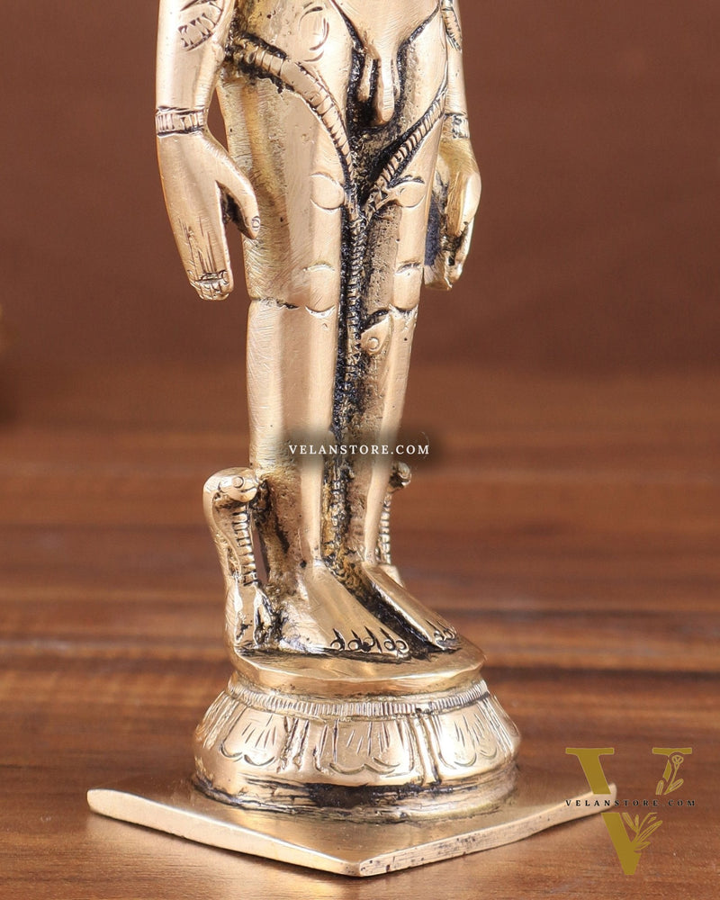Brass Mahavir Ji Jain God Standing Statue 8"