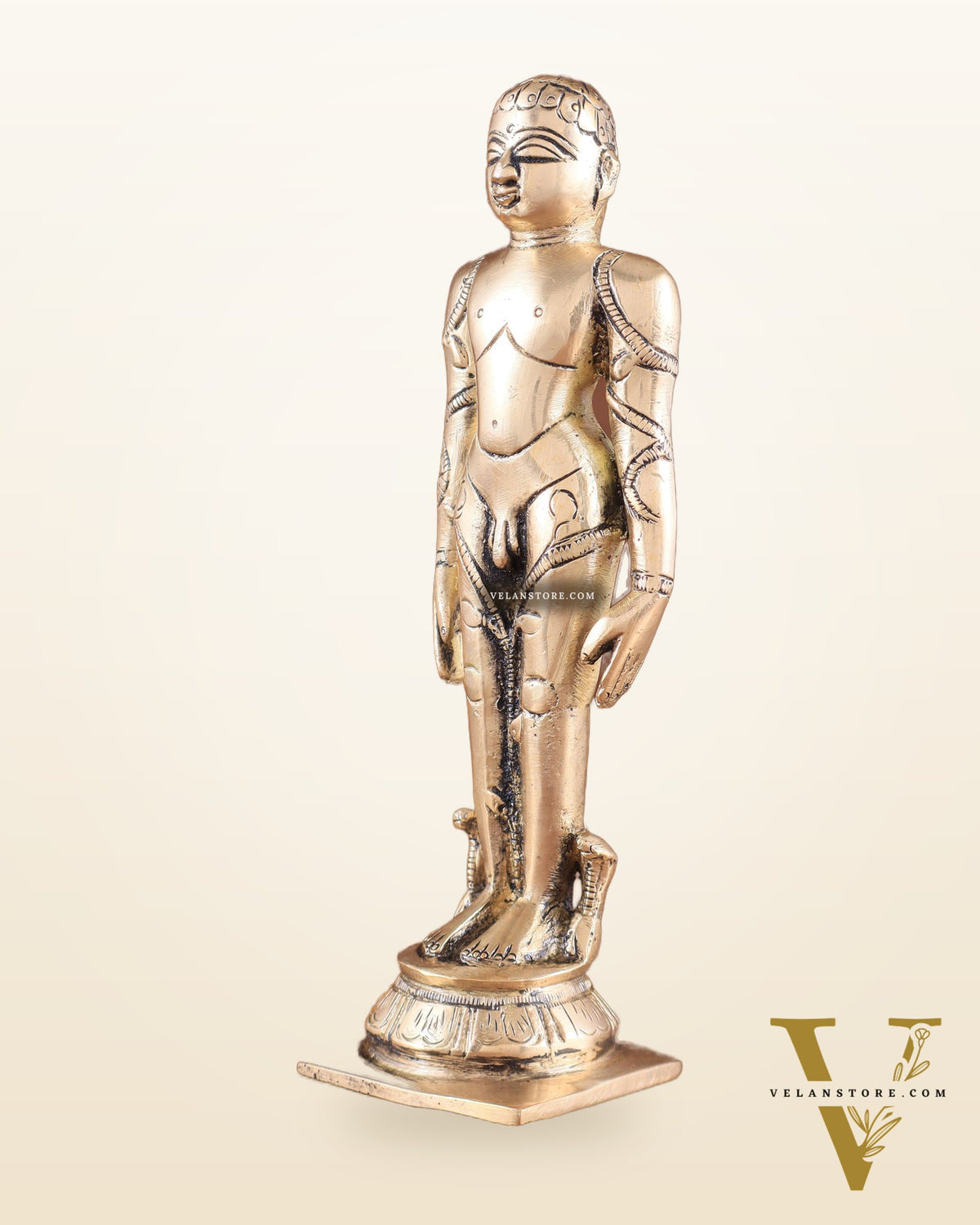 Brass Mahavir Ji Jain God Standing Statue 8"