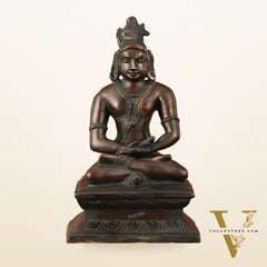Brass Mahayogi Shiva in Meditation Idol - Antique Bronze Tone - 8.5"