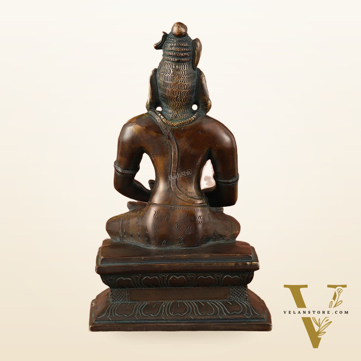 Brass Mahayogi Shiva in Meditation Idol - Antique Bronze Tone - 8.5"