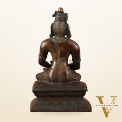 Brass Mahayogi Shiva in Meditation Idol - Antique Bronze Tone - 8.5"