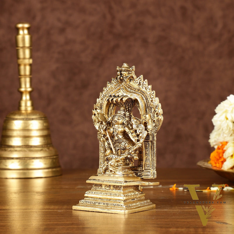 Brass Mahishasur Mardini durga Small Idol | Height: 5.5 inch