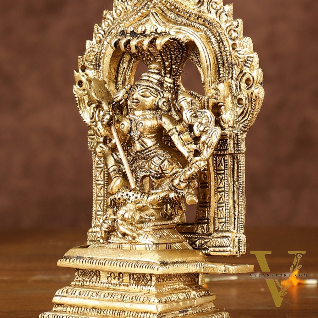 Brass Mahishasur Mardini durga Small Idol | Height: 5.5 inch