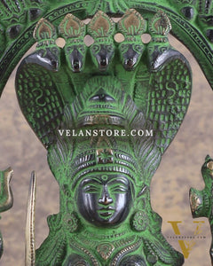 Brass Mariamman Karumariamma Idol | Height: 9.5 inch black and green