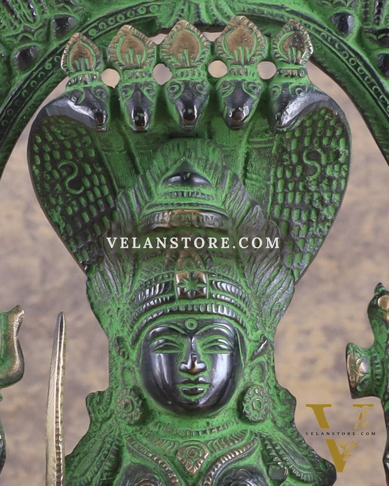 Brass Mariamman Karumariamma Idol | Height: 9.5 inch black and green