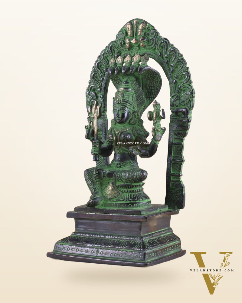 Brass Mariamman Karumariamma Idol | Height: 9.5 inch black and green