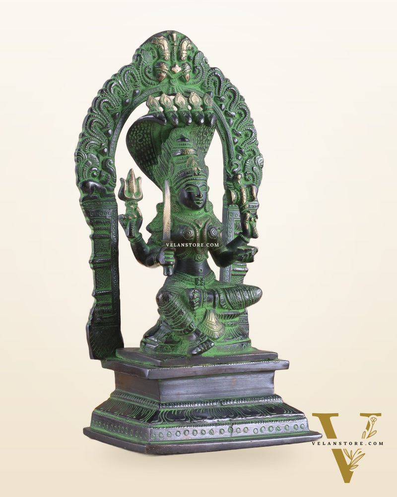 Brass Mariamman Karumariamma Idol | Height: 9.5 inch black and green