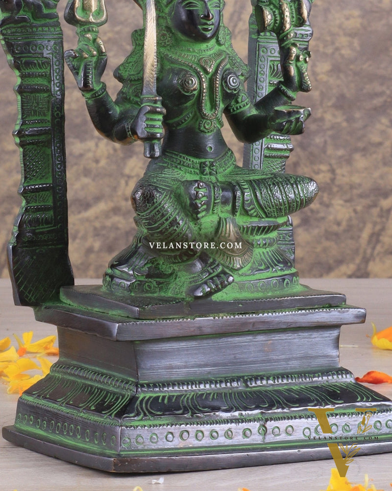 Brass Mariamman Karumariamma Idol | Height: 9.5 inch black and green