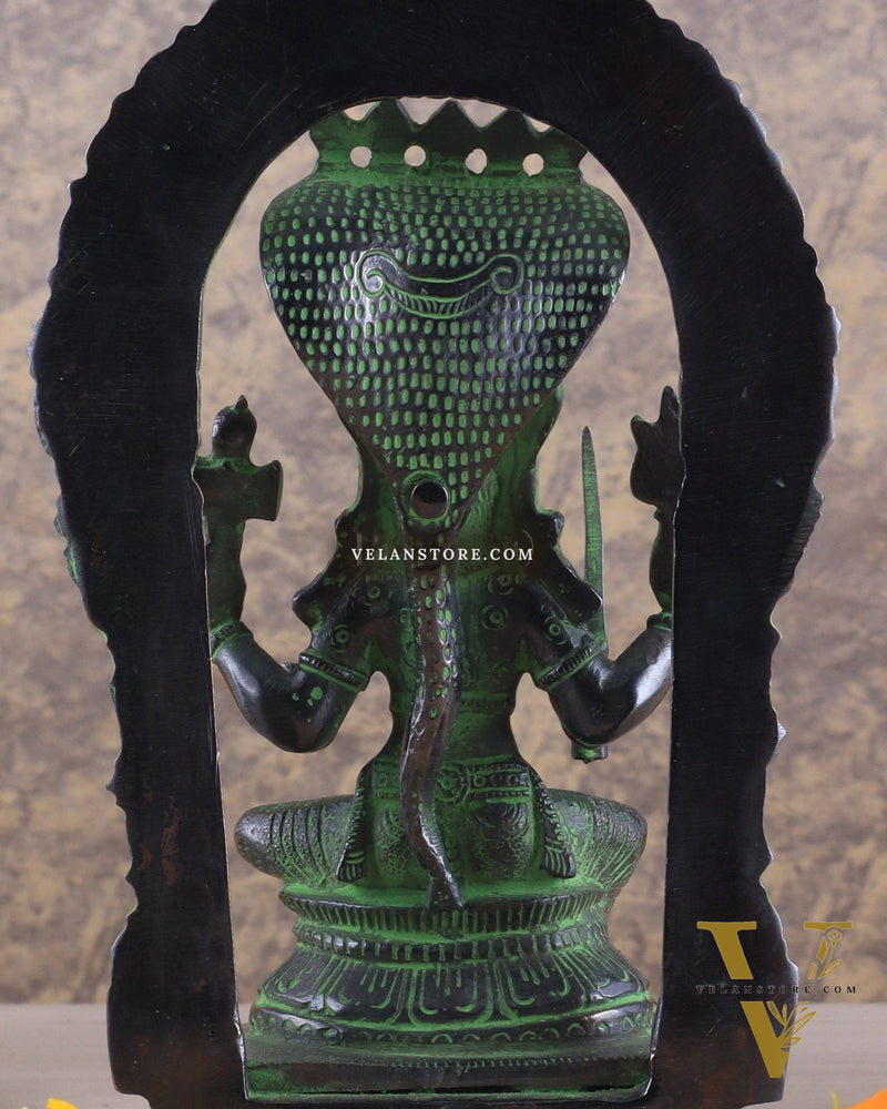 Brass Mariamman Karumariamma Idol | Height: 9.5 inch black and green